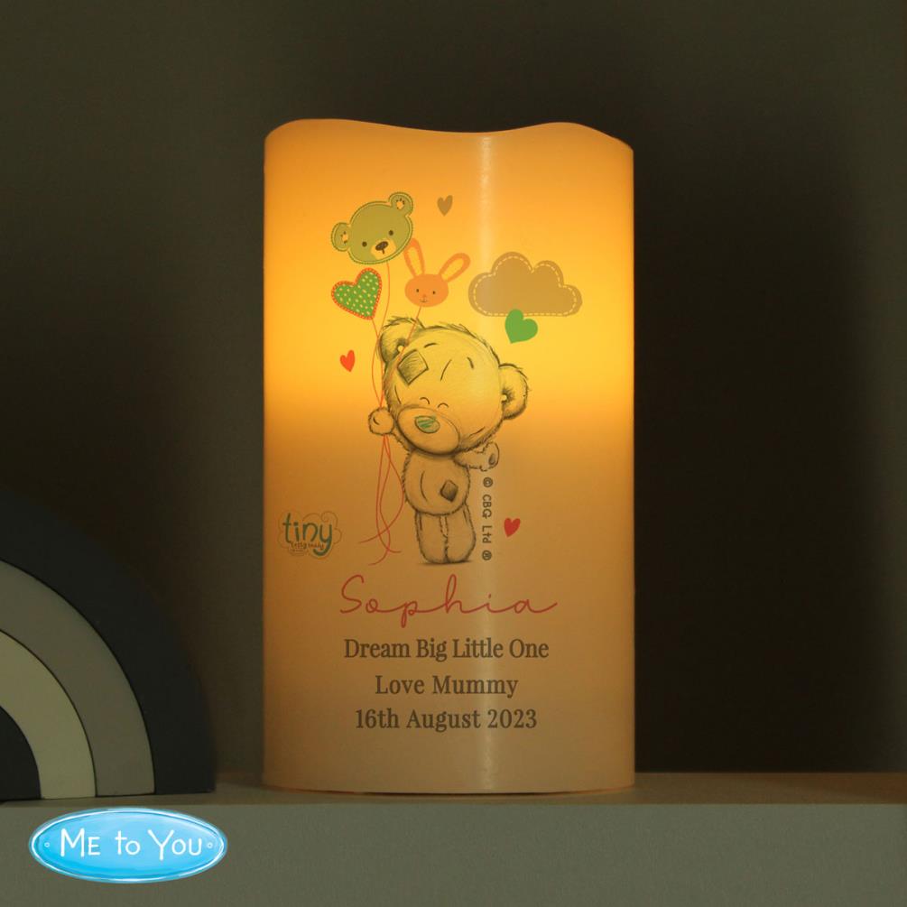 Personalised Tiny Tatty Teddy Dream Big Pink Nightlight LED Candle Extra Image 2